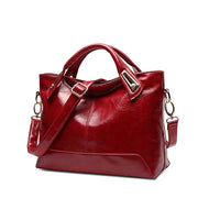 Women's Oil Wax PU Leather Handbag - With Shoulder Strap Wicked Tender