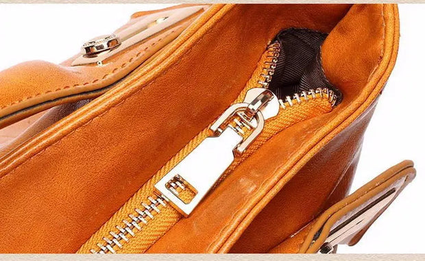 Women's Oil Wax PU Leather Handbag - With Shoulder Strap Wicked Tender