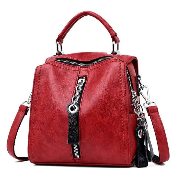 Women's PU Leather Multifunction Handbag - Zipper Tote Shoulder Bag Wicked Tender