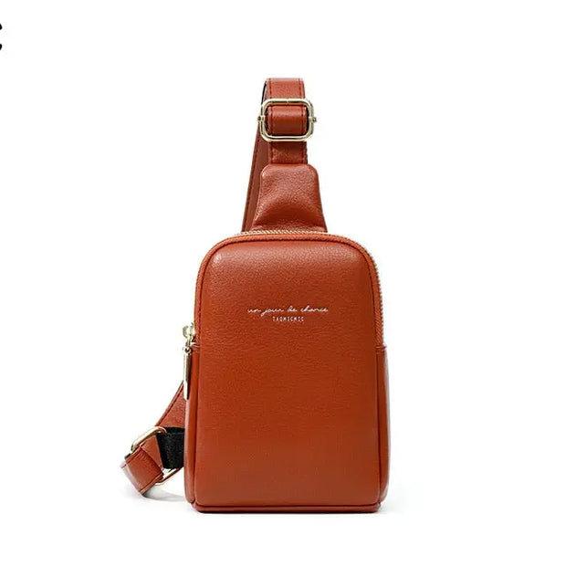 Women's Small PU Leather Crossbody Bag - Soft Minimal Faux Leather Sling Bag with Two Zipper Compartment Wicked Tender