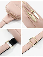 Women's Small PU Leather Crossbody Bag - Soft Minimal Faux Leather Sling Bag with Two Zipper Compartment Wicked Tender