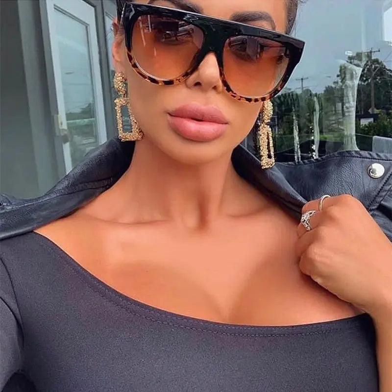 Flat Top Round Bottom Sunglasses Vintage Sunglasses Womens Flat Top Leopard Print Sunglasses