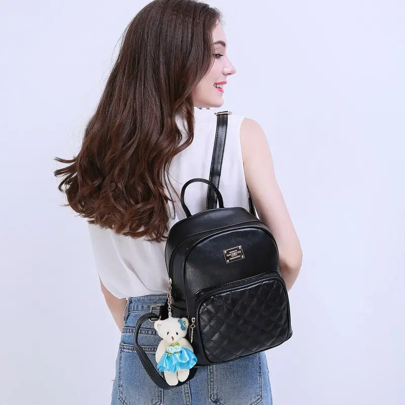 backpack purse leather black and pink Women For Womens Cute Girls Teens Pu Small Rucksack Travel Daypack Bronze RARE Sanrio Hello Kitty Brands_Seaworx Despite being a villain Size:28 in.