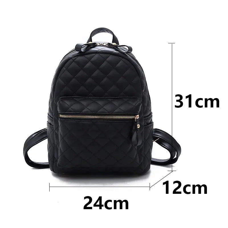 backpack with leather diamond logo Women's PU Leather Full Diamond Lattice Backpack