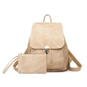 Womens Pink PU Leather Backpack and Wallet - Faux Leather Rucksack for School in Powder Pink, Khaki, Blue, Grey, Black, Fits iPad, Tablets, Laptop Wicked Tender
