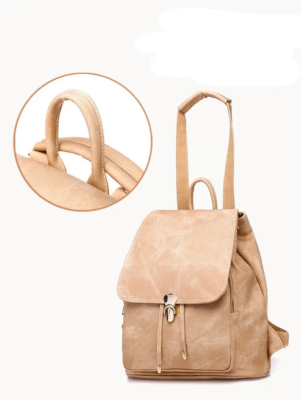 Womens Pink PU Leather Backpack and Wallet - Faux Leather Rucksack for School in Powder Pink, Khaki, Blue, Grey, Black, Fits iPad, Tablets, Laptop Wicked Tender
