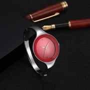 Womens Unique Super Minimal Bracelet Watch - Futuristic Design with Round Minimal Dial Face with No Numbers, Stainless Steel Band Wicked Tender